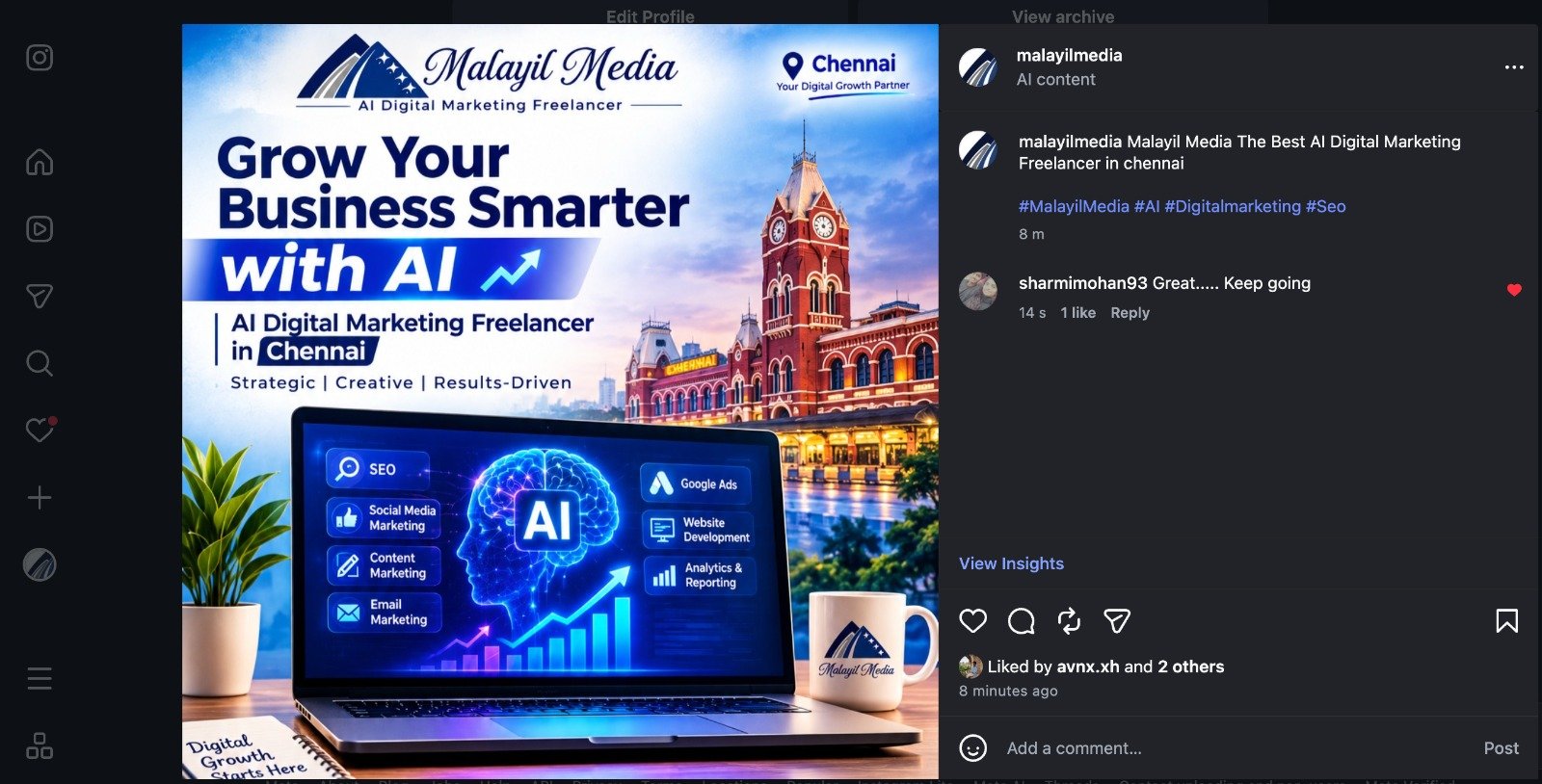 Instagram Visual Ad Growth Campaigns in Chennai by Malayil Media